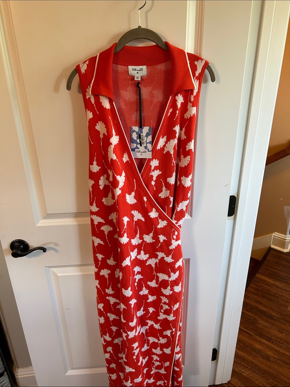 Diane Von Furstenberg x target coral maxi wrap dress with floral pattern